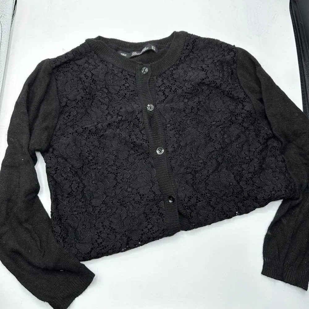 Zara Black Crochet Lace Cardigan - Size S